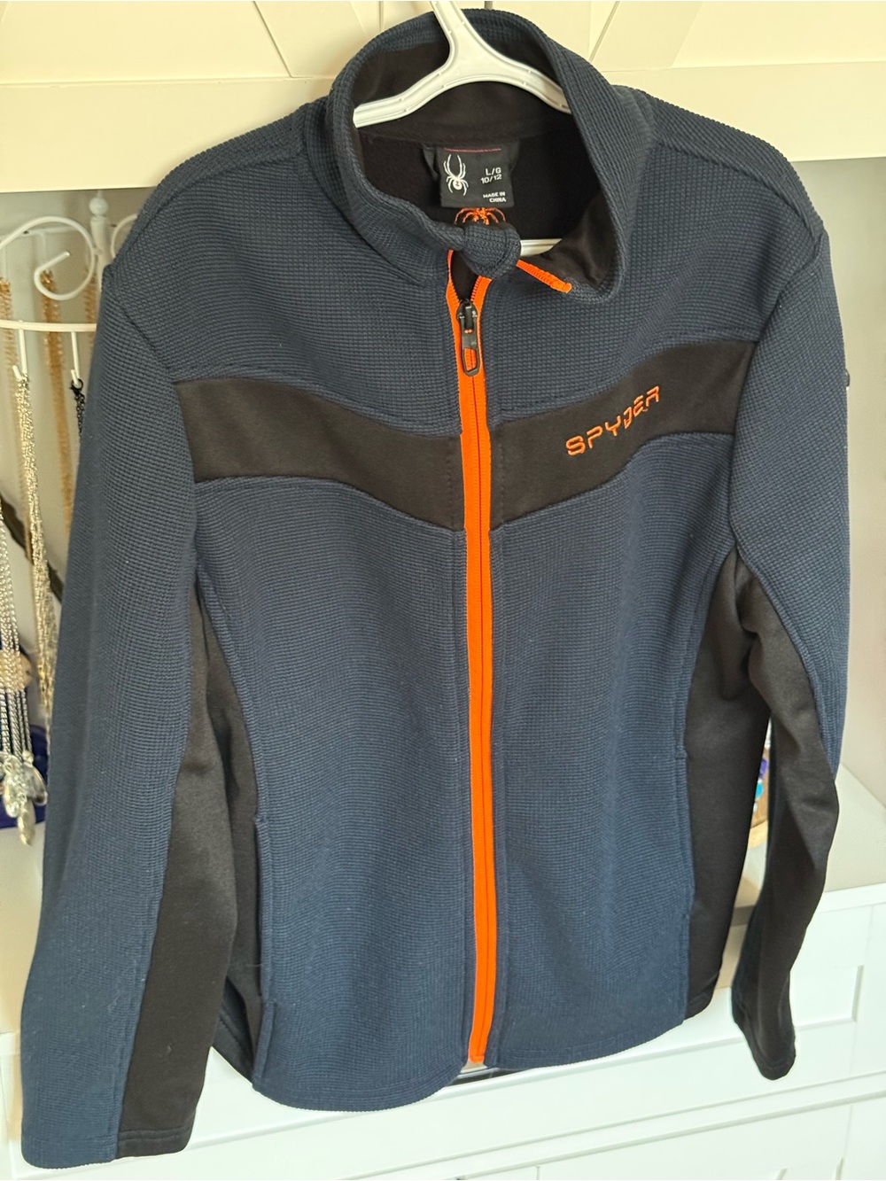 Spyder Kids Navy Blue and Orange Zip-Up Jacket